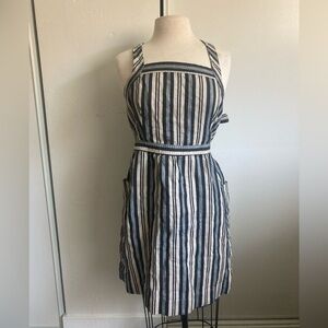 MADEWELL button up smock breathable striped criss cross knee length dress
